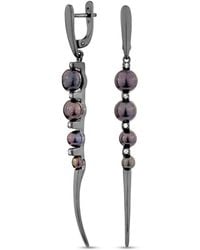 SALLY SKOUFIS - Luna Alchemy Earrings With Natural Pearl & Made Cz Diamond Stimulant - Lyst