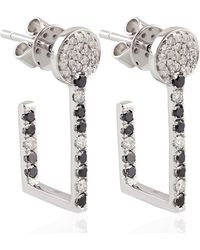 Artisan - Natural Black & White Diamond Stud Earrings 18k White Gold Jewelry - Lyst