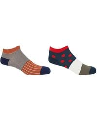 Peper Harow - Made in England - Oxford Stripe & Mayfair Scarlet Trainer Socks Bundle - Lyst