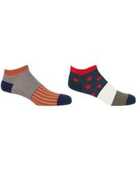 Peper Harow - Made in England - Oxford Stripe & Mayfair Scarlet Trainer Socks Bundle - Lyst