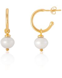 Auree - Manhattan Gold & Freshwater Pearl Interchangeable Hoop Earrings - Lyst