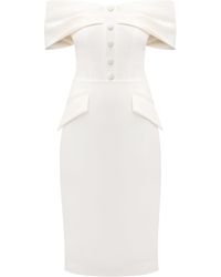 Tia Dorraine - Steel Confidence Off-Shoulder Midi Dress, Pearl - Lyst