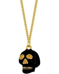 True Rocks - Mini Skull Pendant Black Enamel & 18kt Gold-plated - Lyst
