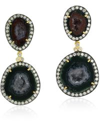 Artisan - Geode Dangle Earrings 18k Yellow Gold 925 Sterling Silver Jewelry - Lyst