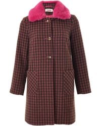 Louche - Dryden Wyoming Check Faux Fur Collar Coat - Lyst