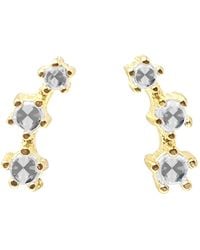 Harfi - Tiny Diamond April Birthstone Climber Stud Earrings - Lyst