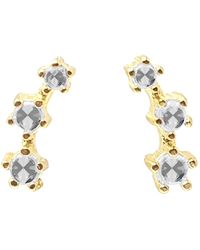 Sophelia - Tiny Diamond April Birthstone Climber Stud Earrings - Lyst