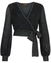Kukhareva London - Mercy Pleated Lurex Knit Wrap Top - Lyst