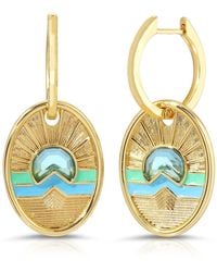 Glamrocks Jewelry - Tequila Sunrise Charm Hoop Earrings- Sky - Lyst