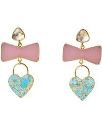 YAA YAA LONDON - Molten Heart Earrings Turquoise Pink - Lyst