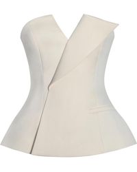 Miss Circle New York - Yani Ivory Asymmetrical Lapel Sleeveless Peplum Top - Lyst