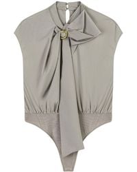 Nocturne - Collar Detail Sleeveless Bodysuit Blouse - Lyst
