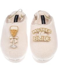 Laines London - Neutrals Flatform Cloud Closed Toe Slippers With Mother Of The Bride Brooches - Lyst