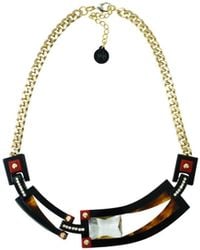 Gissa Bicalho - Handmade Acrylic Necklace Deco Choker Rectangular Cut Stone Caramel Granite - Lyst