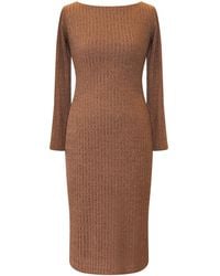 Alie Street London - Noelle Rib Knit Jumper Dress Chocolate - Lyst