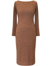 Alie Street London - Noelle Rib Knit Jumper Dress Chocolate - Lyst