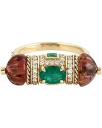 Artisan - Emerald, Tourmaline & Diamond Statement Ring - Lyst