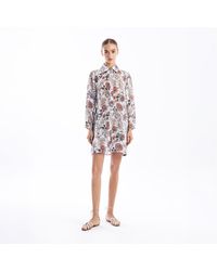 Haris Cotton - Longline Printed Linen Blend Shirt With Long Sleeves Garden - Lyst