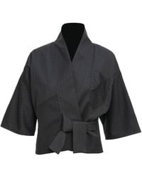 MOE - Graphite Burgundy Stripes Wool Vest Jacket - Lyst