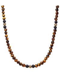 Nialaya - Beaded Necklace With Brown Tiger Eye And Gold - Lyst