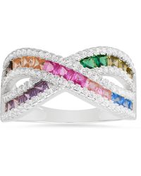 Kylie Harper - Sterling Multi-Color Sapphire Crossover Ring - Lyst