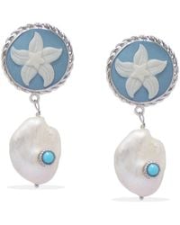 Vintouch Italy - Starfish Cameo Earrings With Baroque Pearls - Lyst