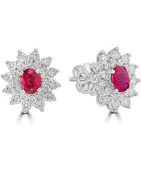 Artisan - Ruby & Diamond Floral Cluster Stud Earrings - Lyst