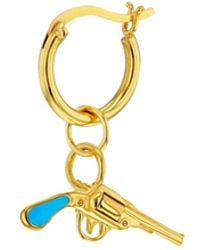 True Rocks - Enamel & 18Kt Plated Retro Pistol Charm On Hoop - Lyst