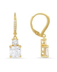 Kylie Harper - Dangling Asscher & Round Diamond Cz Leverback Earrings - Lyst