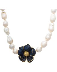LÁTELITA London - Poppy Flower Baroque Pearl Necklace Sapphire Blue Gold - Lyst