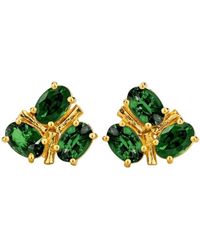 Juvetti - Ligna Oval Emerald Cluster Stud Earrings - Lyst