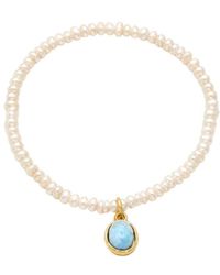 Uchi and Soto - Shinju Pearl & Larimar Stone Pendant Bracelet - Lyst