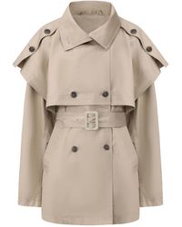 FRONT ROW SHOP - Neutrals Cape Trench Jacket - Lyst