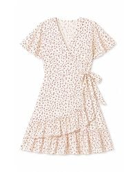 Yumi' - Ditsy Print Frill Wrap Dress - Lyst