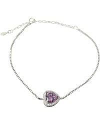 Harfi - Amethyst February Birthstone Love Heart Charm Sterling Bracelet - Lyst