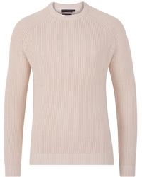 Paul James Knitwear - Neutrals Heavyweight Cotton Clark Fisherman Rib Knit Jumper - Lyst
