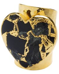 YAA YAA LONDON - Molten Heart Longline Black Grey Stone Gold Adjustable Ring - Lyst