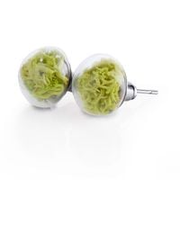 My Little Nature - Handmade Stud Earrings With Natural Neon Color Moss - Lyst