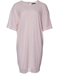 Pretty You London - Bamboo Lace Tee Dress In Powder Puff - Lyst