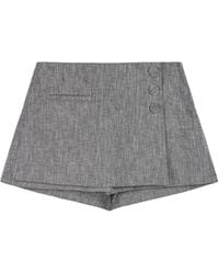 Nocturne - Button Detail Linen Blend Skort - Lyst
