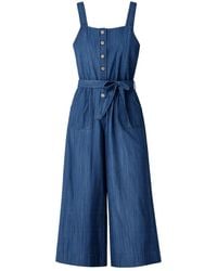 Yumi' - Chambray Button Through Jumpsuit - Lyst