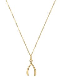 Spero London - 9Ct Solid Large Wishbone Necklace - Lyst