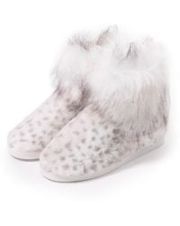 Pretty You London - Cosy Bootie Slipper Fern In Snow Leopard - Lyst