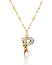 Kasun - Plated P Initial Necklace With Mother Of Pearl - Lyst