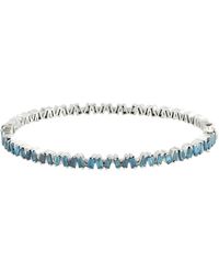 Artisan - Rose Gold Baguette Blue Diamond Designer Bangle Handmade Jewelry - Lyst