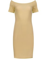 Conquista - Neutrals Off-Shoulder Ribbed Dress - Lyst