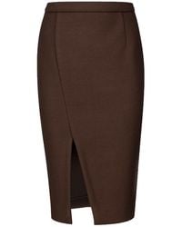 Conquista - Chocolate Colour Faux Mouflon Pencil Skirt - Lyst