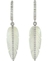 Artisan - Mother Of Pearl & Diamond Feather Drop Earrings - Lyst