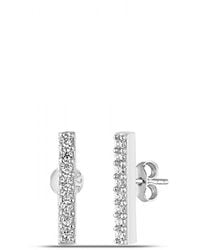 Spero London - Bar Stud Zirconia Earring Sterling - Lyst