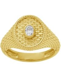 Artisan - 14K Bezel Set Diamond Textured Statement Ring - Lyst